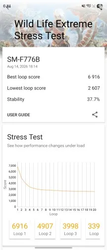 GPU test - Samsung Galaxy Z Flip8 review