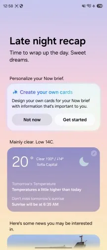 Now Brief customizable cards - Samsung Galaxy Z Flip8 review